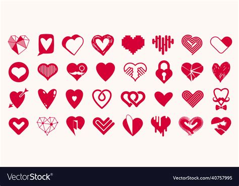 Collection Of Hearts Logos Or Icons Set Heart Vector Image