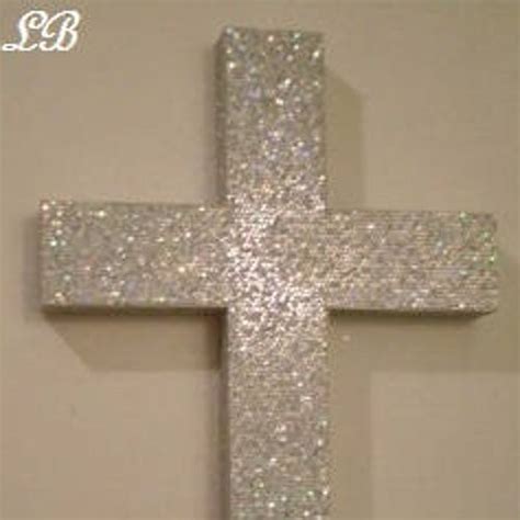 Silver Glitter Wall Cross Decorative Super Sparkling Etsy
