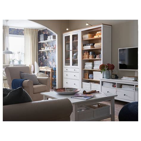 Hemnes Glass Door Cabinet With 3 Drawers White Stainlight Brown 90 X