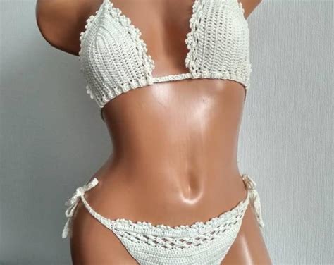 Crochet Bikini White Crochet Bathing Suit Wedding Crochet Etsy