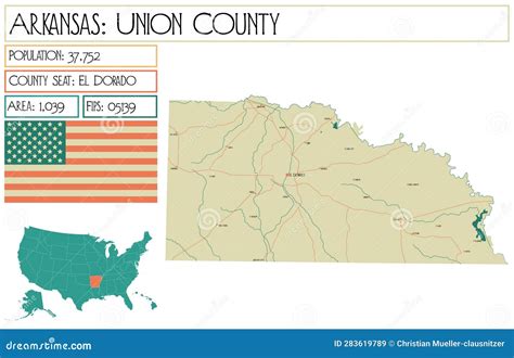 Map Of Union County In Arkansas Usa Stock Vector Illustration Of