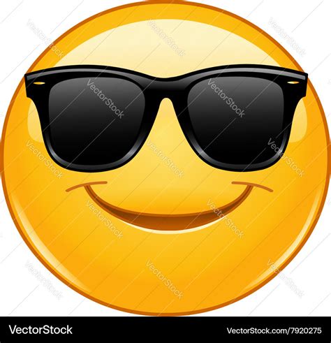 High Quality Emoticon With Sunglasses Emoji Vector Cool Smiling Face
