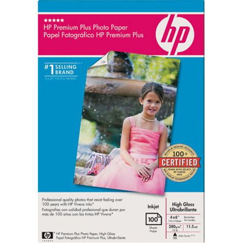 Hp Premium Plus High Gloss Photo Paper 4x6 100 Q6565a