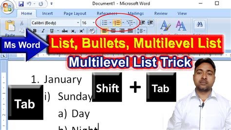 Multilevel Lists In Ms Word। Creation Of Multilevel Lists। Bullets And