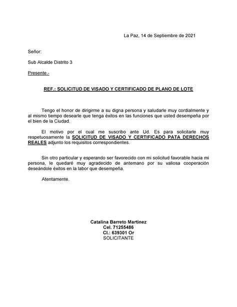Carta Solicitud DE Legalizacion Plano Visado Derecho Penal UMSA Studocu
