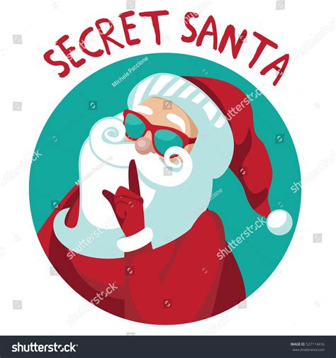 Cartoon Secret Santa Christmas Illustration Santa Stock