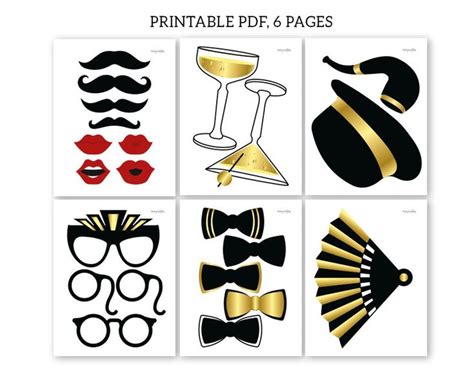 Gatsby Photo Booth Props Printable Pdf Great Gatsby Party Props