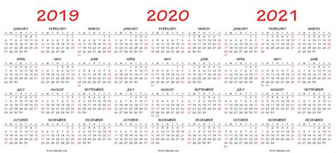 Three Year Printable Calendar 2020 To 2023 Calendar Template Images