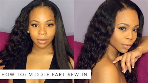 Make sew patterns by yourself!! How to Do A Middle Part Sew in ft She Got Hair - YouTube