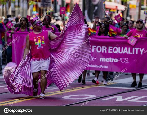 gay pride parade in san francisco corporate t mobile cellular marches stock editorial photo