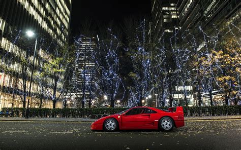 Ferrari F40 Supercar City Night Lights Wallpaper Cars Wallpaper