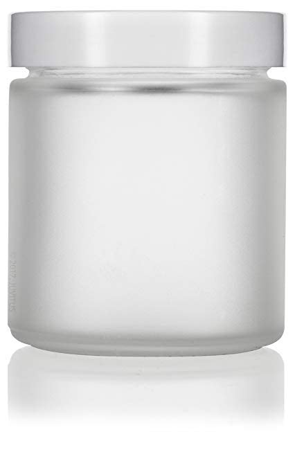 Glass Jar In Frosted Clear With White Foam Lined Lid 4 Oz 120 Ml