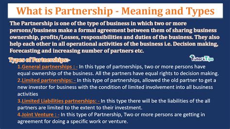 What Is Partnership Meaning And Its 4 Types Tutors Tips