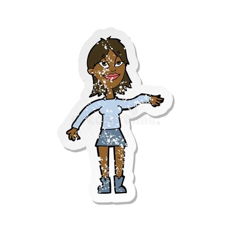 Retro Distressed Sticker Of A Cartoon Woman Making Hand Gesture Stock Vector Illustration Of