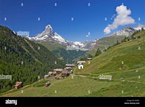 Switzerland Canton Of Valais Zermatt Matterhorn 4478m And Findeln