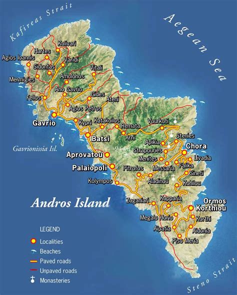 Stadtplan Von Andros Insel Detaillierte Gedruckte Karten Von Andros