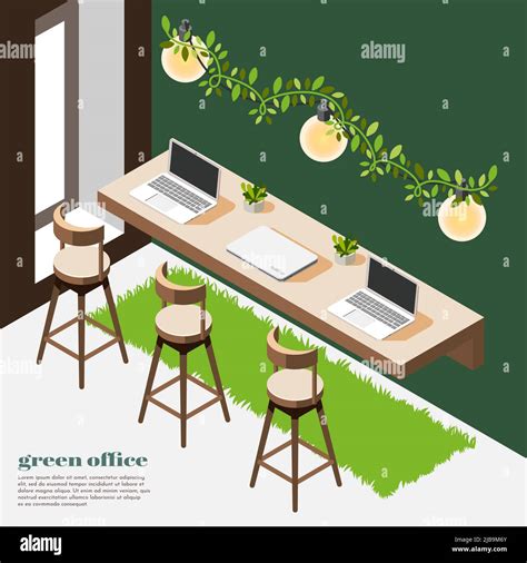 Green Office Isometric Colored Background Stock Vector Image And Art Alamy