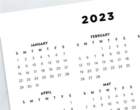 2023 Minimalist Printable Calendars 2023 Simple Calendar Etsy Canada