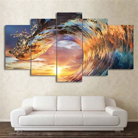 Giant Wave 5 Piece Canvas Art | Canvas art wall decor, 5 piece canvas art, Customized canvas art