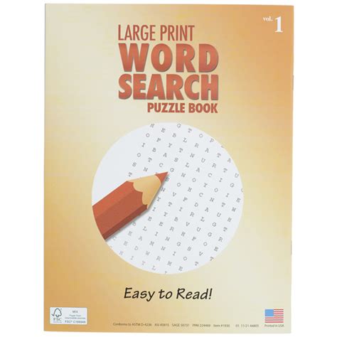 Large Print Word Search Puzzle Book And Pencil Volume 1