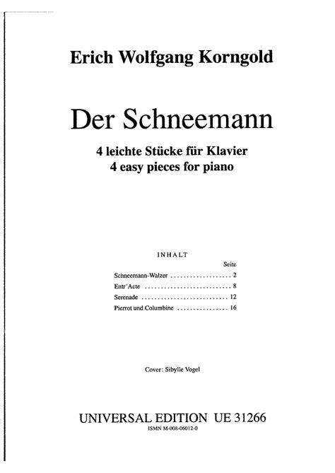 Der Schneemann Korngold Erich Wolfgang Imslp Free Sheet Music Pdf