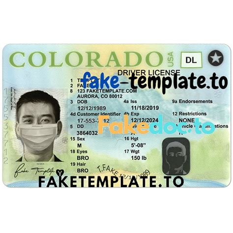 Colorado Drivers License Template Faketemplatecc