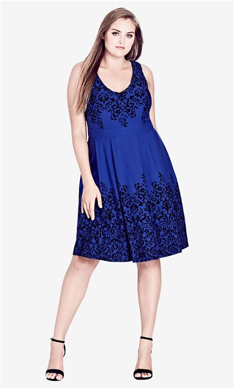 Border Flock Fit And Flare Dress Dresses Fit Flare Dress Plus Size