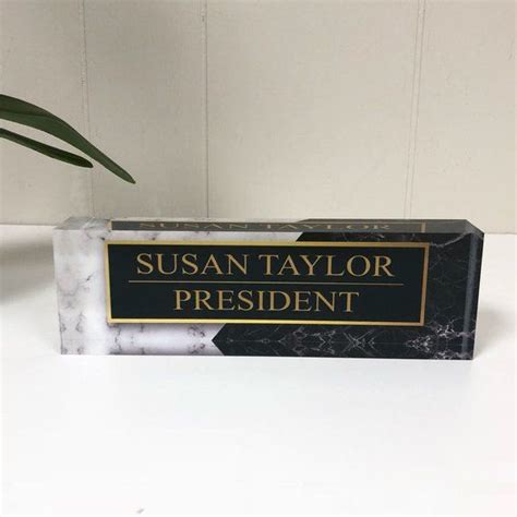 Personalized Desk Name Plate Custom Name On Marble Design Etsy