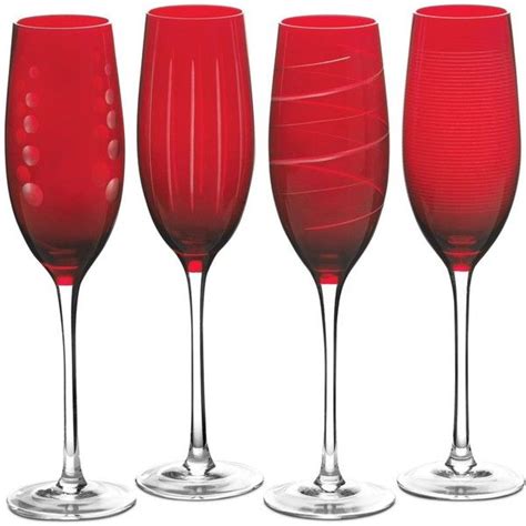 Mikasa Glassware Set Of 4 Cheers Ruby Flutes Found On Polyvore