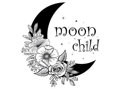 Moon Child Svg File Moon Svg File Moon And Flowers Svg File Etsy