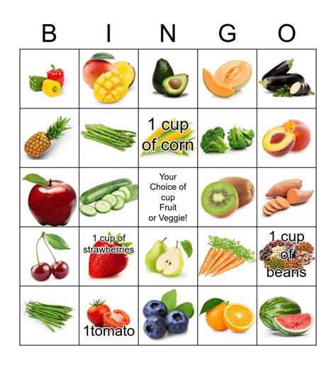 Fresh And Healthy Bingo Card