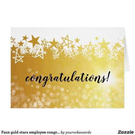 Faux Gold Stars Employee Congratulations Card With Images