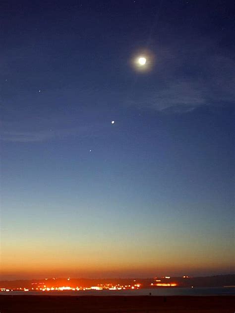 Free Picture Sunset Evening Moon Stars