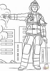 Firefighter Coloring Printable Template Fire Professions Female Department Firefighters Drawing Printables Dot Templates Paper sketch template