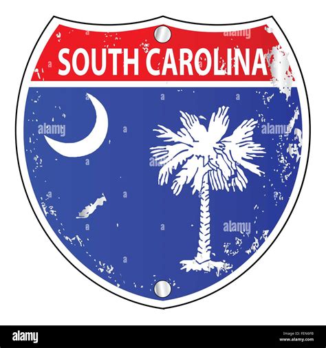 South Carolina Flag Icons As An Interstate Sign Over A White Background