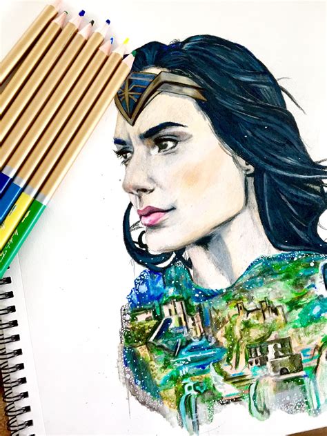 Wonderwoman Art Watercolor Prismacolorpencils Wonder Woman
