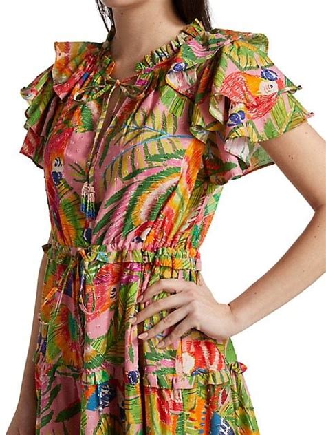 Farm Rio Macaw Leaves Ruffled Maxi Dress In 2022 Maxi Dress Ruffled