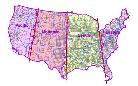 Central Eastern Time Zone Map United States Map
