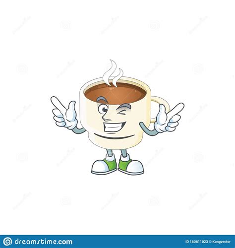 Wink Character Cup Coffee In Cartoon Mascot Stock Vector Illustration