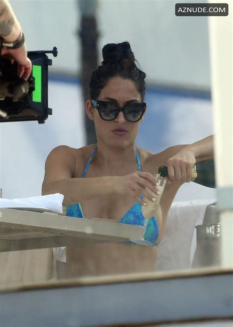 nikki bella sexy in a sexy blue bikini as she hits pool in miami aznude