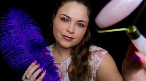 ASMR Face Attention For Relaxation Face Touching Feathers Face Brushing Measuring YouTube