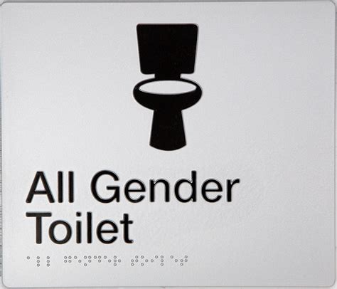 All Gender Toilet Sign Black On Silver Timthesignman