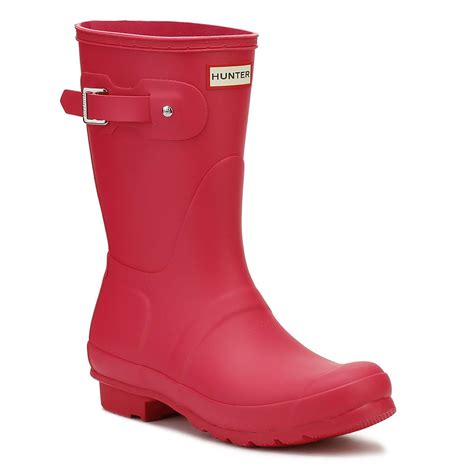 Hunter Rubber Womens Original Short Rain Boots In Bright Pink Pink