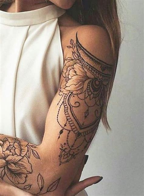 What is a tattoo arm sleeve? Floral and ornamental upper arm tattoo.... | Arm tattoos ...