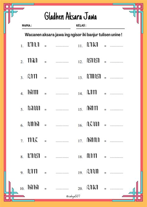 Lembar kegiatan Bahasa Jawa. Belajar Aksara Jawa | Belajar, Materi guru