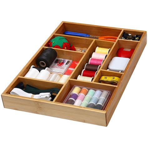 Bamboo Drawer Organizer With 9 Compartment Bamboo Organizers