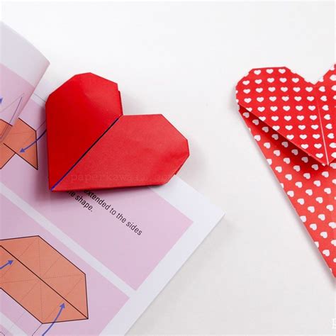 Origami Heart Bookmark Instructions Paper Kawaii Heart Bookmark