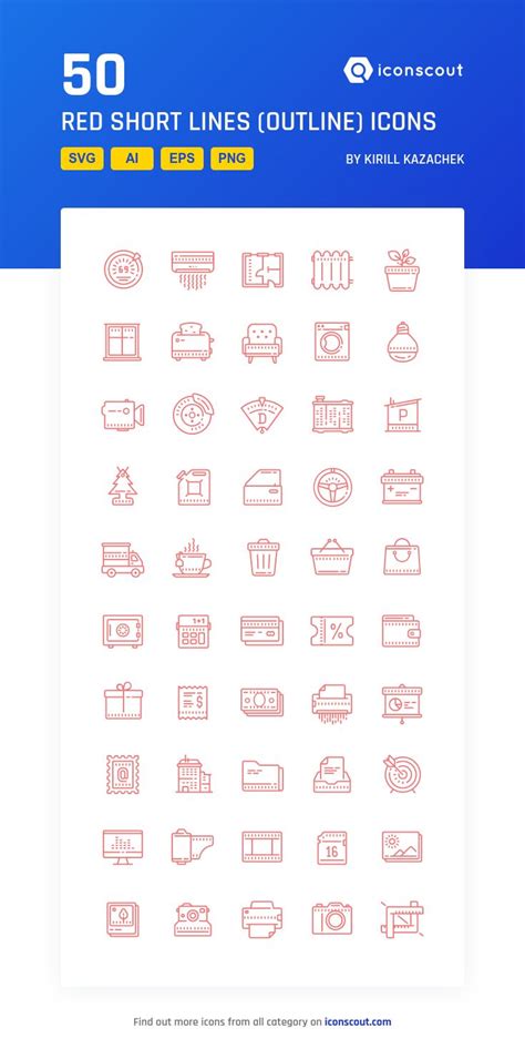 Download Red Short Lines Outline Icon Pack Available In Svg Png