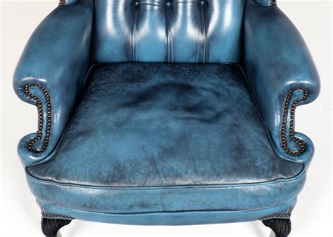 Explore all seating created by chesterfield. Vintage Steel Blue Leather Chesterfield Wingback Armchair ...
