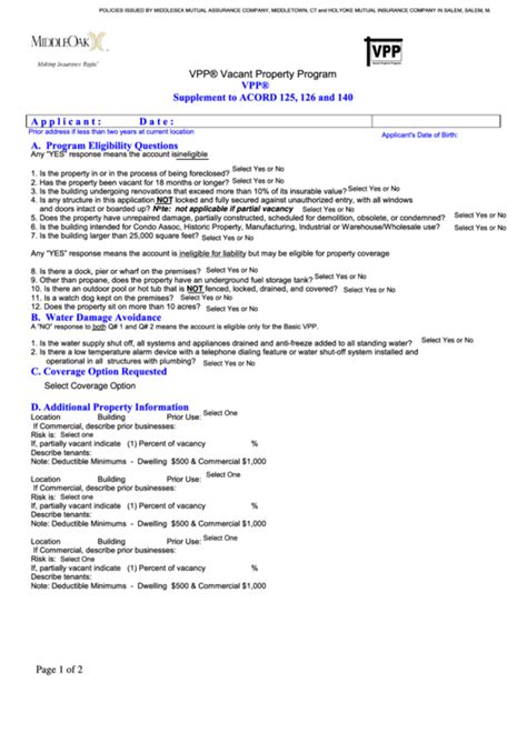 Acord 125 Fillable Form Printable Forms Free Online